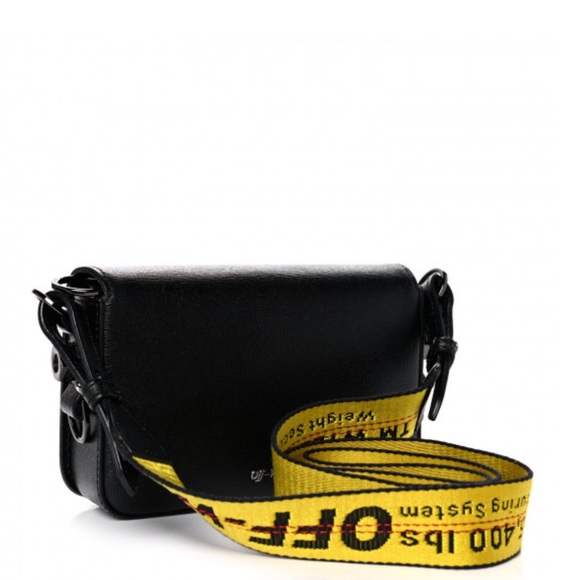 Off-White Saffiano Striped Mini Diag Binder Clip Bag Black White Yellow - Picture 6 of 6